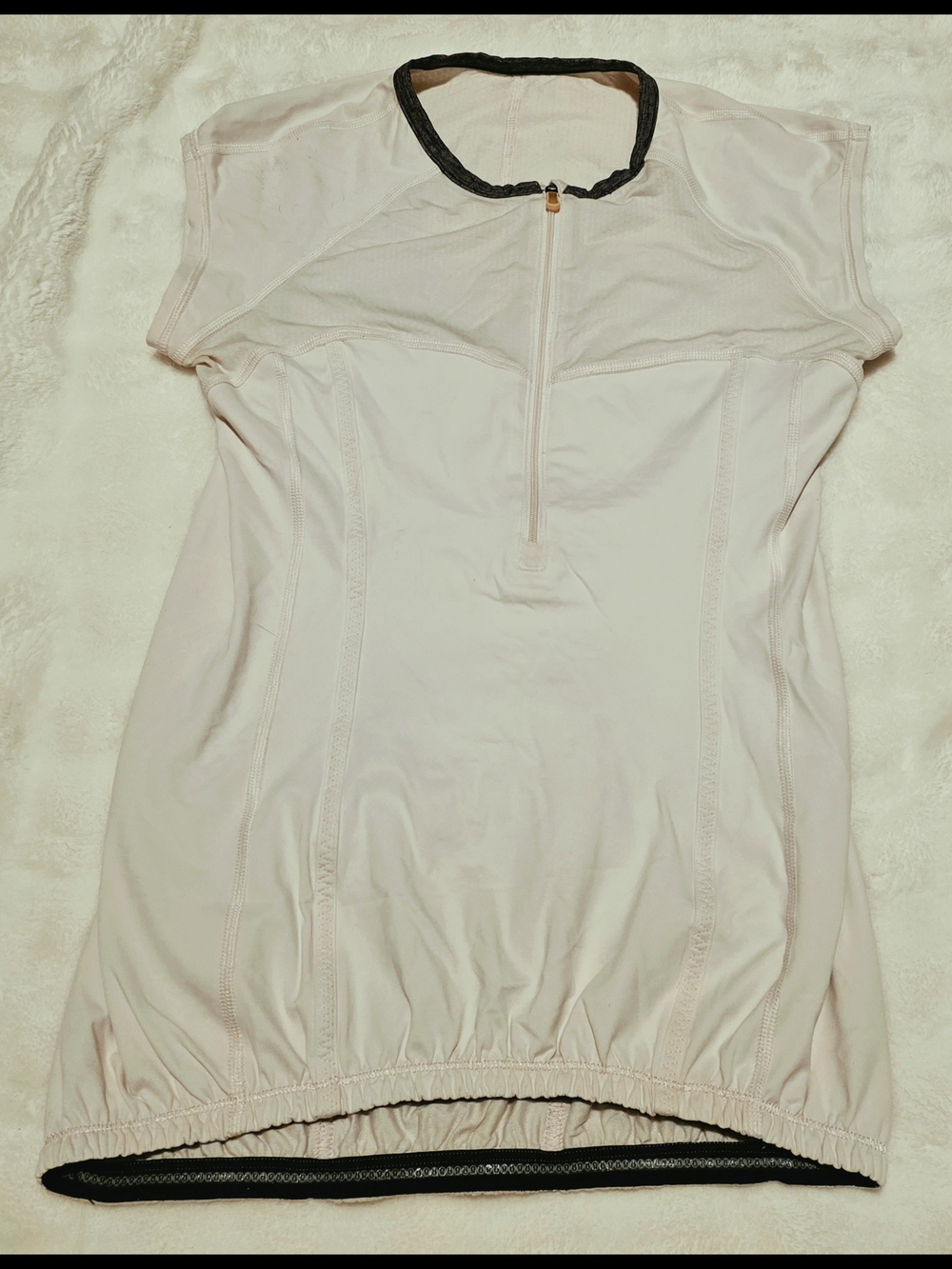 lululemon athletica Pale Pink Short-Sleeve Zip Athletic Top with Black Trim